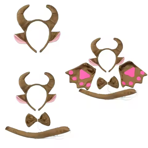 Adults Kids Plush Boy Animal Goat Sheep Ears Novelty Headband Bow Tie Tail Birthday Party Cosplay Ac