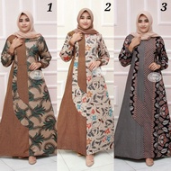 Gamis Batik Kombinasi Lengkung