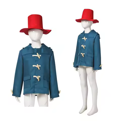 Anime Bear Cosplay Movie Paddington Roleplay Costume Adult Kid Blue Coat Hat Suit Halloween Carnival