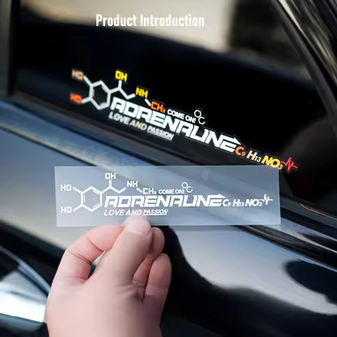 2pcs Adrenaline Addict Car Sticker Chemical Structure Vinyl Decal For Motorcycle Helmet Laptop Auto
