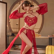 Cosplay Hanfu Red Sexy Lingeries Woman Set Role Play Backless Patchwork Chinese Antique Wedding Erotic Dresses Gauze