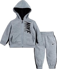 Boy`s Therma Fleece Full Zip Hoodie & Jogger Pants 2 Piece Set (Pure Platinum(86F417-K53)/Heather, 7