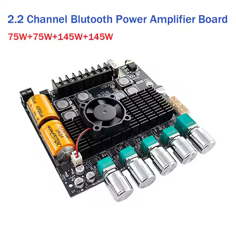 ZK-TB22 2.2 Channel Dual Subwoofer Bluetooth Amplifier Board 75W+75W+145W+145W DC12-24V for Home Car