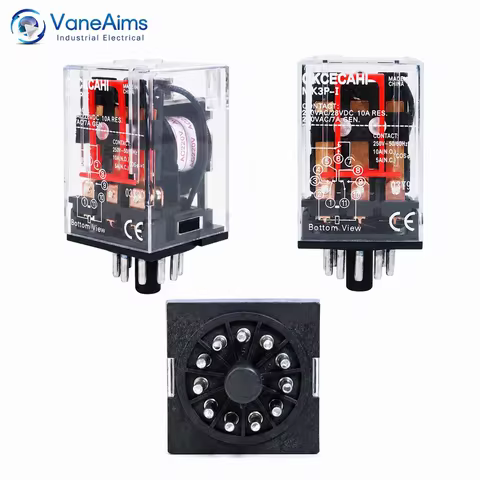MK3P-I 11 Pins Small Electromagnetic Relay 220V 24V 110V 380V 6V 10A Copper Coil Silver Contact Mini