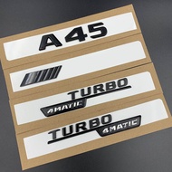 Upgrade 3d ABS Black A45 Logo Letters Car Trunk Badge Fender TURBO 4MATIC Emblem For Mercedes A45 AM