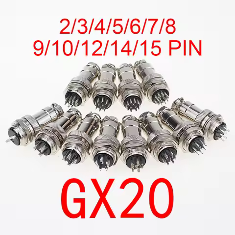 1set GX20 2/3/4/5/6/7/8/9/10/12/14/15 Pin Male + Female 20mm Circular Wire Panel Aviation Connector 