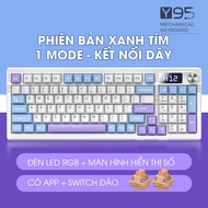 Bàn phím cơ gaming không dây SIDOTECH Y95 bluetooth 3 mode 95 phím có màn hình núm xoay hotswap mạch