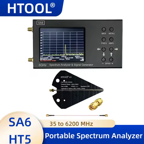 3.2-inch Color Resistive Touchscreen SA6 Spectrum Analyzer and Signal Generator with HT5 Log-Periodi