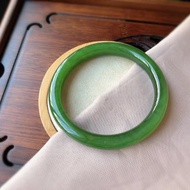 天然冰底貓眼和田玉碧玉手鐲手環 59圈口 平安喜樂 萬事勝意