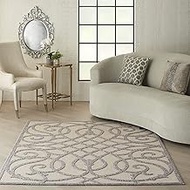 Nourison Palamos Indoor/Outdoor Cream Grey 4' x 6' Area Rug , 4' x 6'