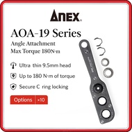 ANEX AOA-19 Ultra-Slim Offset Angle Adapter Kit – 18-in-1 10-24 mm 12-Point Socket Set w/ 3⁄8″ & 1⁄2