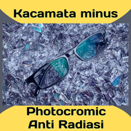 TERLARIS COD Kacamata Minus Anti Radiasi Photocromic Pria Wanita Kotak Frame Kecil Asli Ori