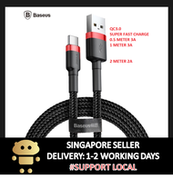 Baseus Cafule Type C QC3.0 3A/2A Quick Fast Charge Cable Android Samsung HUAWEI OPPO XIAOMI 0.5m / 1 meter / 2 meter