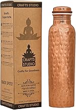 CRAFTS STUDIO Copper Water Bottle 950 ML / 32 Oz,Handmade Hammered pure copper water vessels, Ayurvedic Healing Benefits