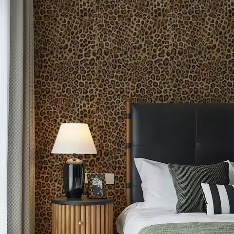 Classic Dark Brown Leopard Peel And Stick PVC Wallpaper Morden Waterproof Living Room Cabinet Sticke