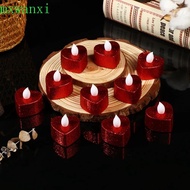 MXWANXI 12Pcs Love Heart LED Candles, Glitter Battery-Power Flameless Candles, Romantic Artificial Night Light Heart-shaped Electronic Candle Valentine's Day
