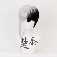 Jecarden Anime Dr.Stone Asagiri Gen Cosplay Wig Short Black and White Wig Heat-resistant Fiber Hair