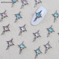 【AMSG】 5pcs 3D Alloy Nail Ch Decorations Cross Star Accessories Glitter Rhinestone Nail Parts Nail Art Materials Supplies Hot
