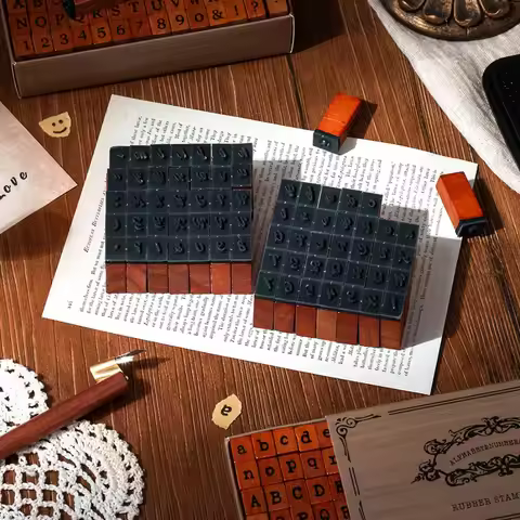 Wooden Alphabet & Number Letter Stamp Set for Polymer Clay Pottery Ceramic Logo Message Texture Embo