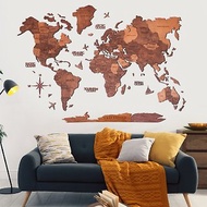 旅行地圖圖釘 木製世界地圖 質樸的牆壁裝飾 送給她的生日禮物