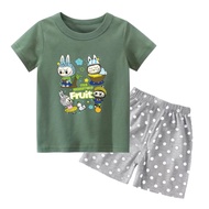 Setelan Kaos Anak Perempuan Baju Setelan Lengan Pendek Pakaian Anak Cewe Set Celana Cario Kids DTF M