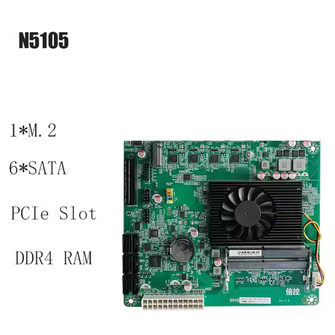 N5105 Mini ITX Motherboard, 1 M.2 Slot, 6 SATA Interfaces, PCIe Expansion Slot, DDR4 Laptop RAM Supp