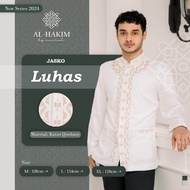 Jas Koko / Jasko Material Katun Qorduroy Warna Putih Motif Bordir Berkancing Lengan Panjang By Al-Ha