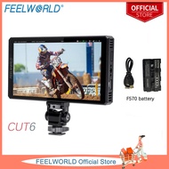 FEELWORLD CUT6กล้องจอภาพแบบ DSLR 6นิ้วพร้อมเครื่องบันทึก2.0 USB หน้าจอสัมผัส HDR 4K HDMI รองรับ LUT