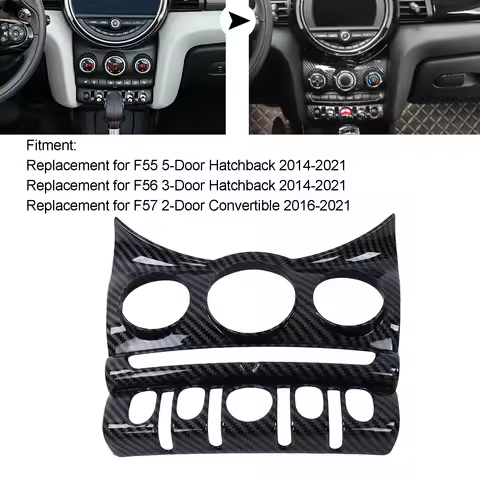 Car Air Conditioning CD Panel Cover Trims Frame 6.5in AC CD Panel Sticker Carbon Fiber For Mini Coop