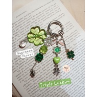 Triple Lucky - Clover keychain Clover bagcharm Clover bagcharm aesthetic bagcharm clover phone strap