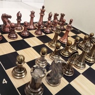 Tournament High-Quality Staunton Cyan& Bronze Quadruple Weighted  Zinc alloy Chess Pieces EXTRA QUEE