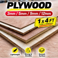 Plywood Timber Panel Board 3mm/5mm/9mm/12mm –1ft x 4ft, Smooth Surface, Natural Wood Finish, High Du