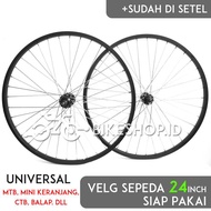 VELG SET SEPEDA 24 INCH ALLOY HITAM DEPAN / BELAKANG RIMS RODA SIAP JADI WHEELSET | HIGH QUALITY - b