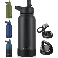 CIVAGO 32 oz Insulated Water Bottle With Straw, Stainless Steel Sports Water Cup Flask with 3 Lids (