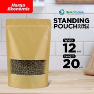 STANDING POUCH WINDOW ZIPLOCK KRAFT PAPER Economical 12X20