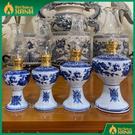 Bat Trang Enamel Ceramic Oil Lamp, White Enamel, Worship Oil Lamp, Incense Oil Lamp