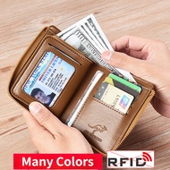 Men Wallet Rfid Protection Wallet Leather Wallet Card Wallet Blocking PU Leather Wallet Vintage Business Credit Card Holder Case Anti-Theft Clutch Short Men's Thin Wallet with Coin Bag Zipper Wallet