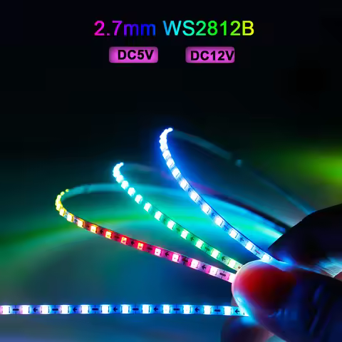 2.7mm Ultra Narrow WS2812B LED Strip 160Leds/M Individually Addressable RGBIC Colorful Light Strip D