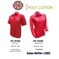 Baju Kemeja Korporat Warna Merah FC816A LENGAN PENDEK, FC916A LENGAN PANJANG JENAMA MR.2