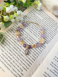 薰衣草紫水晶/紫水晶/奶蓋黃水晶/黃塔晶 天然水晶手鍊