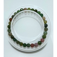 5mm+ Moss Agate Faceted Design Crystal Bracelet