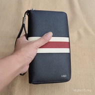 Beg tangan kulit asli bergaris bergaya BMW Mercedes dengan dompet berzip, beg tangan kulit lembu cor