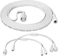 3pcs Extension Cable Set for Outdoor Lighting, 1 Female to 2 Male & 1 Male to 2 Female Y-Splitter & 