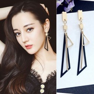 Rejected Korea fashion earnings tiangle gold colour and black