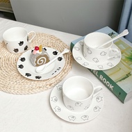 Japanese Style Surprised Cat Ceramic Coffee Cup Saucer Cup Plate Set Simple Afternoon Tea Cup Juice 