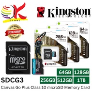 KINGSTON SDCG3  / SDCG4 CANVAS GO PLUS CLASS 10 MICROSD MEMORY CARD WITH ADAPTER  - 64GB /128GB / 25
