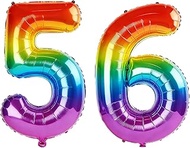40 Inch Number 56 Balloons for 56th Birthday Party Decorations,0-100 Rainbow Large No.56 Digital Bal
