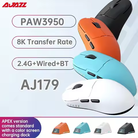 AJAZZ AJ179 PAW3395 Gaming Mouse Lightweight Wired Wireless Mouse with Magnetic Charging Base Ergono