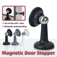 【Hot】Magnetic Door Stopper Rubber Stainless Steel Door Stops Non Punching Floor Mounted Self-Adhesiv