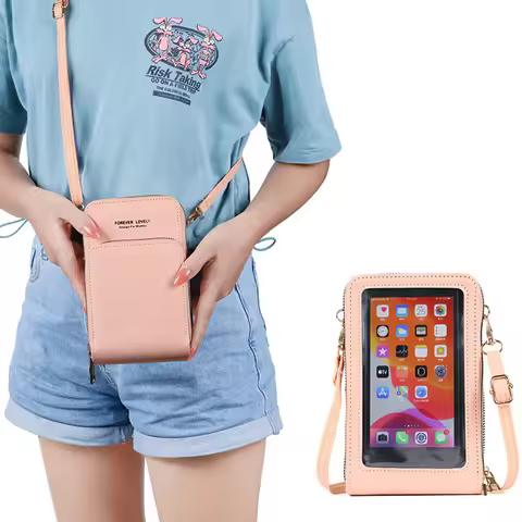 Women PU Leather Touchable Cell Phone Shoulder Bags Female Multi-functional Crossbody Bags Small Han